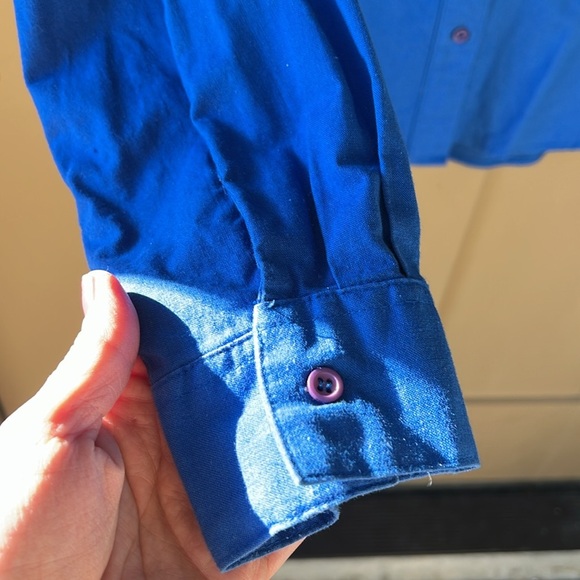 Wrangler Vintage Women’s M Aztec Print Royal Blue Long Sleeve Western Shirt - Picture 4 of 6